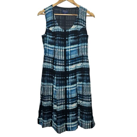NEW PENDLETON Sleeveless A-Line Fit Flare Short Dress Blue Black Plaid Size 4 - Picture 1 of 10
